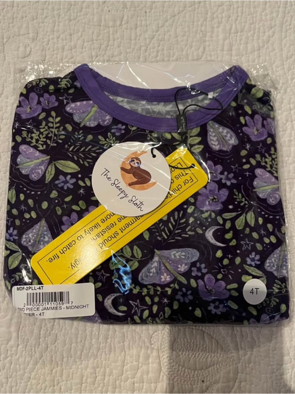 The Sleepy Sloth bamboo Girls' Midnight flutter Pajama Set, 4T